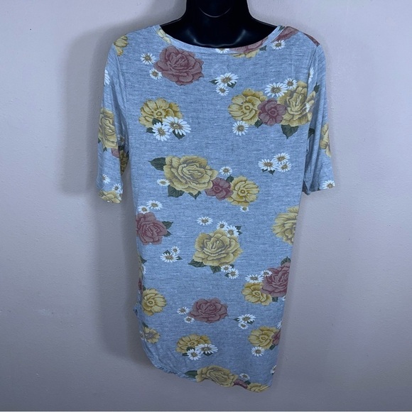 SMALL MAURICES PASTEL BLUE GREY FLORAL TEE CASUAL  TUNIC SOFT STRETCH - Picture 4 of 9